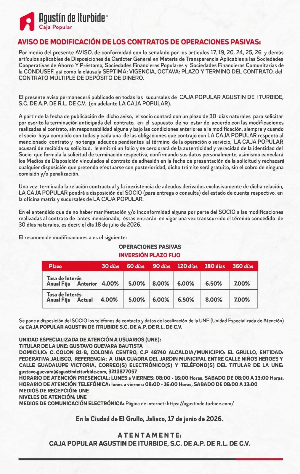 Aviso Importante